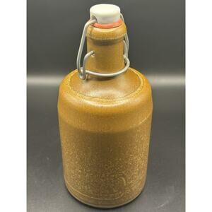 Vintage MKM Stoneware Beer Bottle w/ Porcelain Lid & Bale 7.5” Tall Bar Decor